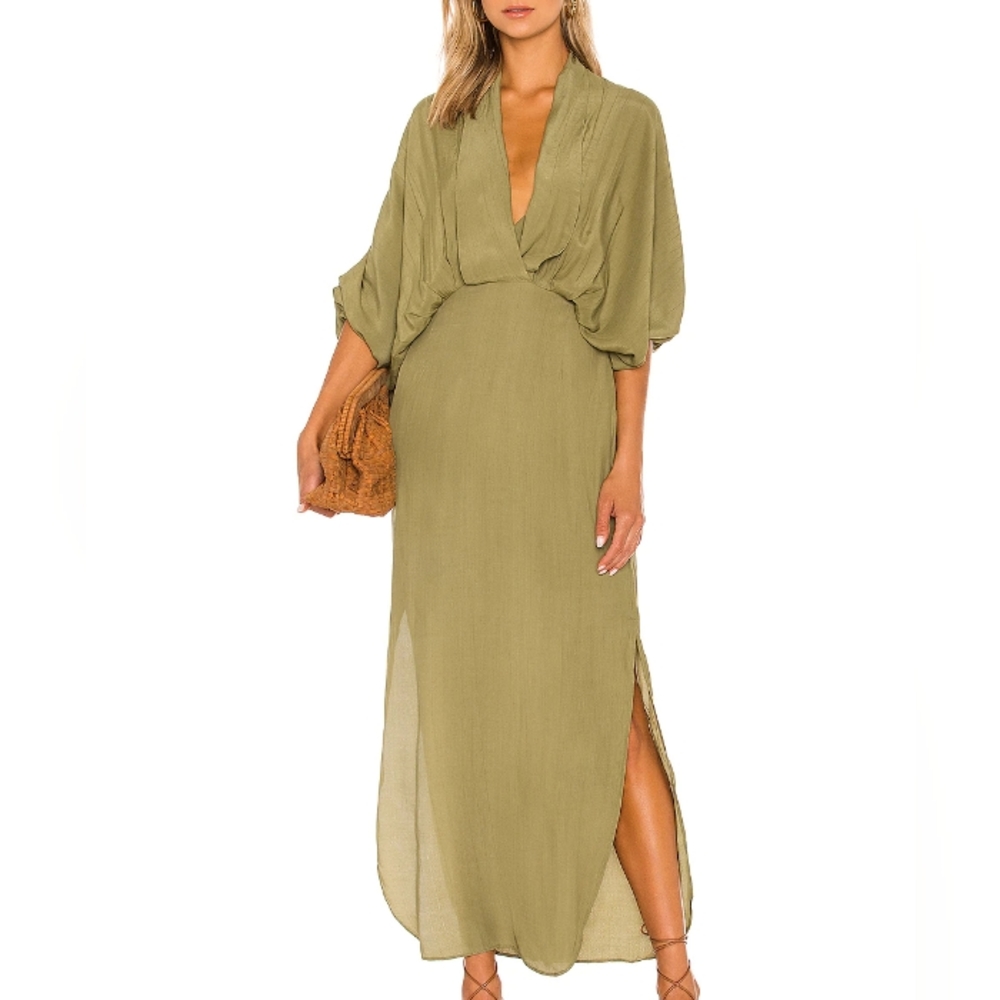 SWF Plunge Dress in Amazon Green